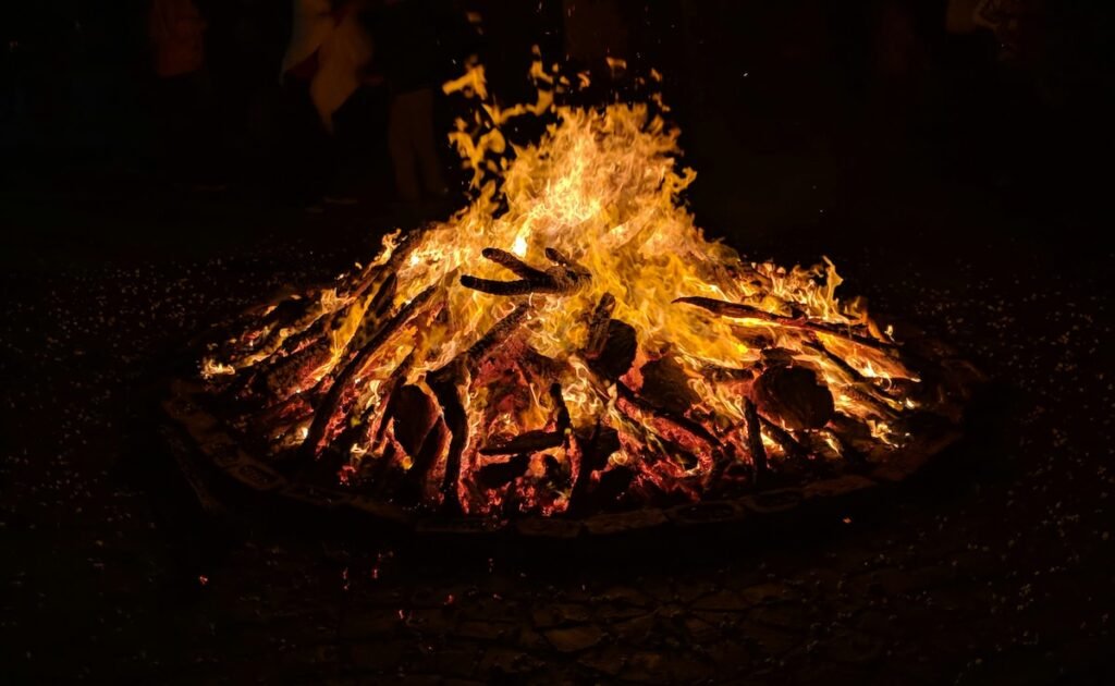 3 Girls Playing Around Garbage Bonfire Die Of