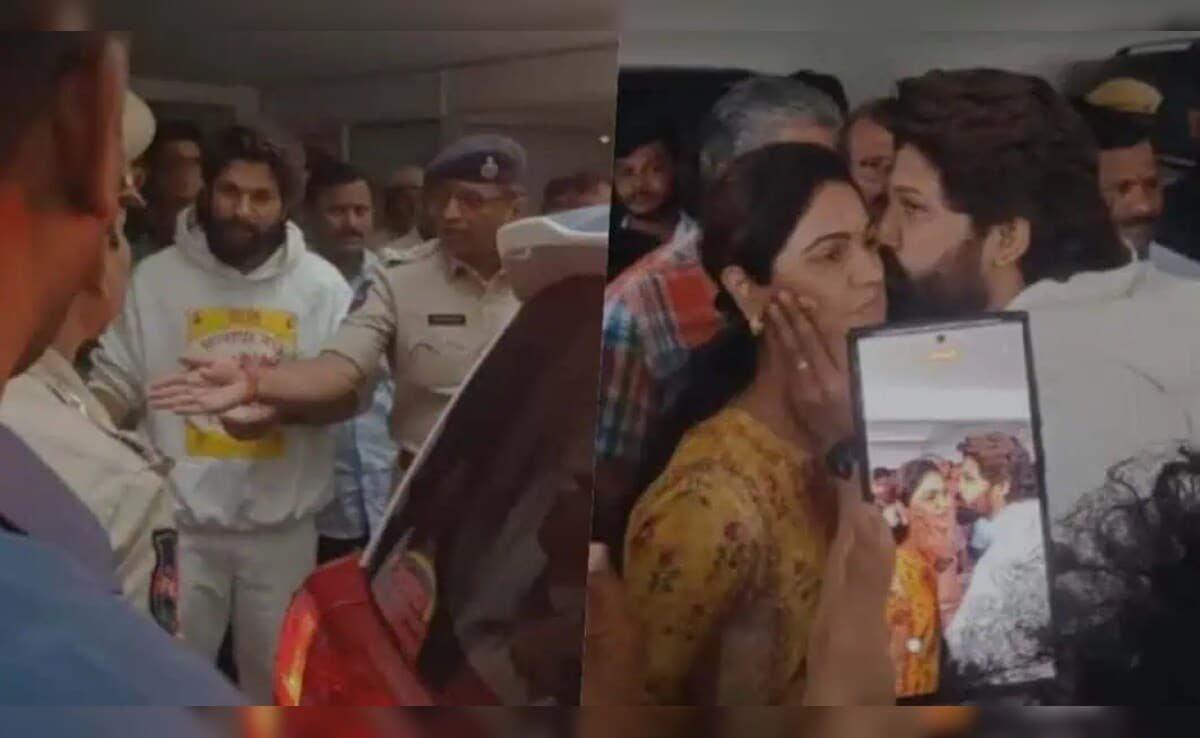 Viral Video: Allu Arjun Kisses Wife Sneha Reddy Before Arrest. Watch